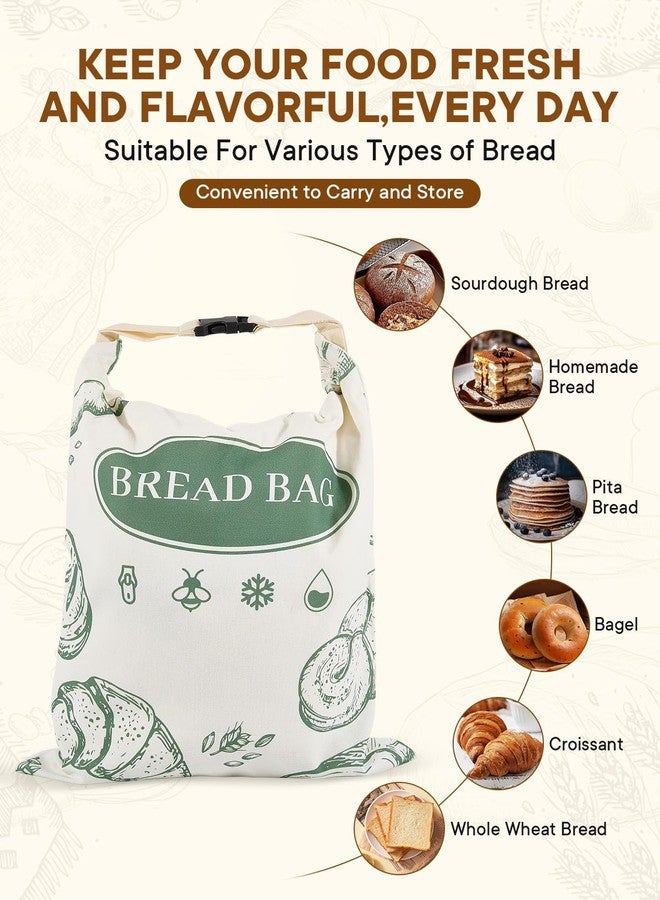 CUIJIALAHA 2 Pack Beeswax Bread Bags with Zipper Reusable Bread Storage Bags for Homemade Bread Sourdough Large Cotton Baguette Bag with Liner Freezer Storage Bag to Keep Fresh Kitchen Baking Supplies - Image 2